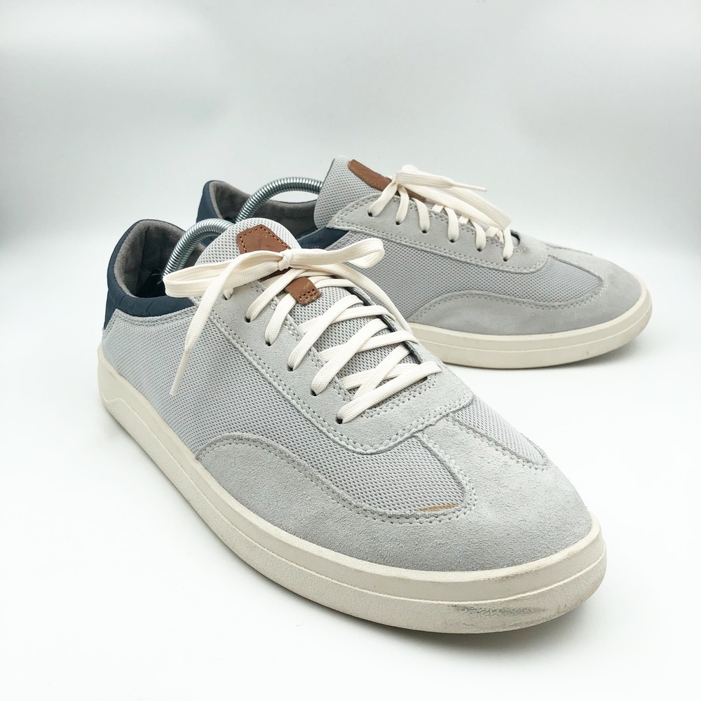 OluKai Shoes Mens 12 Punini Vapor Deep Navy Mesh Suede Sneakers Beachy Coastal